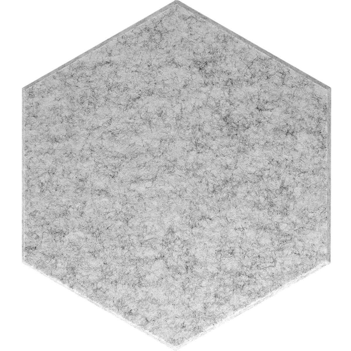 A white marble HEXBO acoustic hexagon panel product displayed against a white background. Product made for sound diffusion and absorb sound reflections.